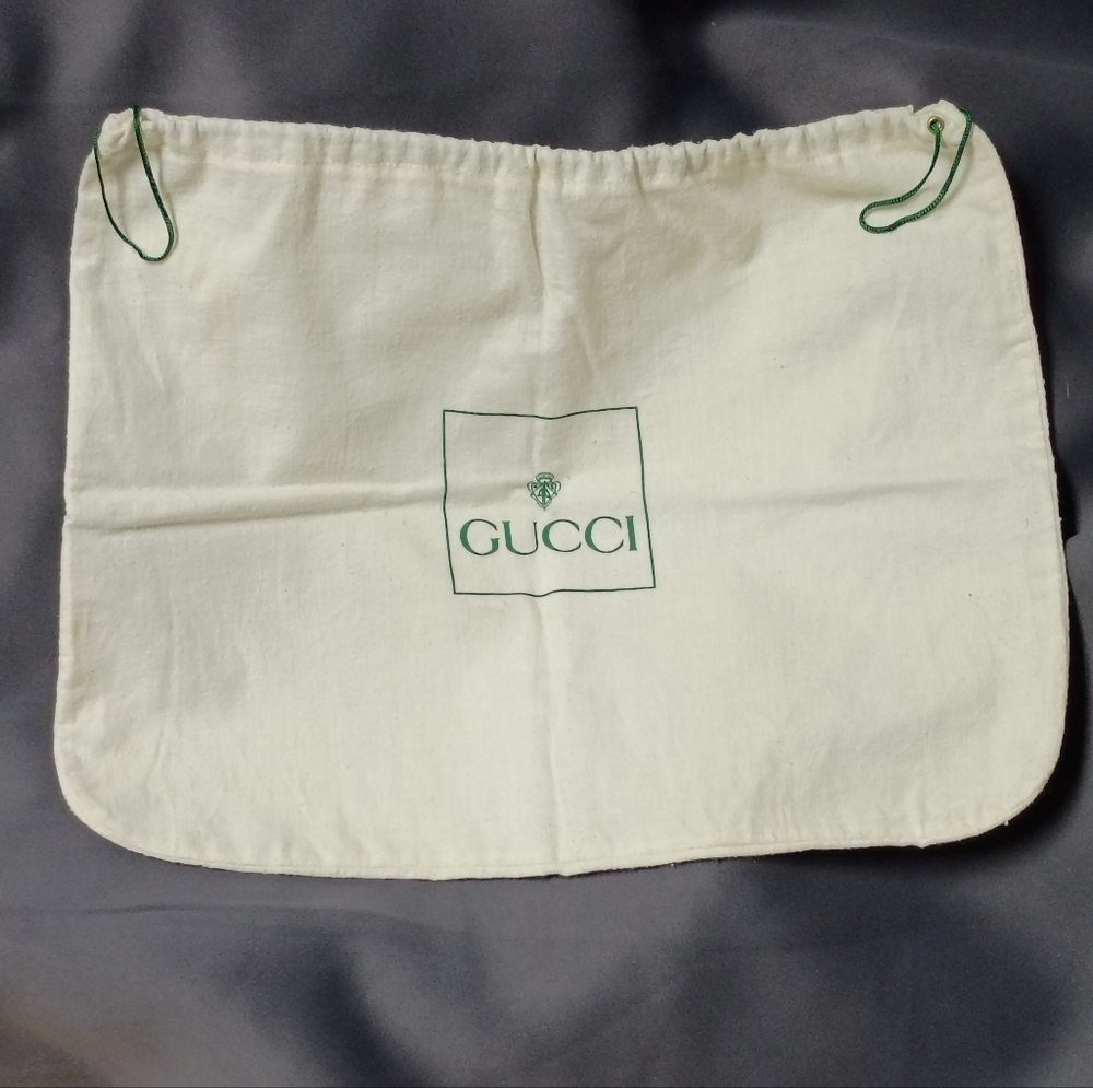 ❤️RARE GUCCI Vintage Off White Green Logo DUSTBAG Dust Bag FOR Purse 16x13